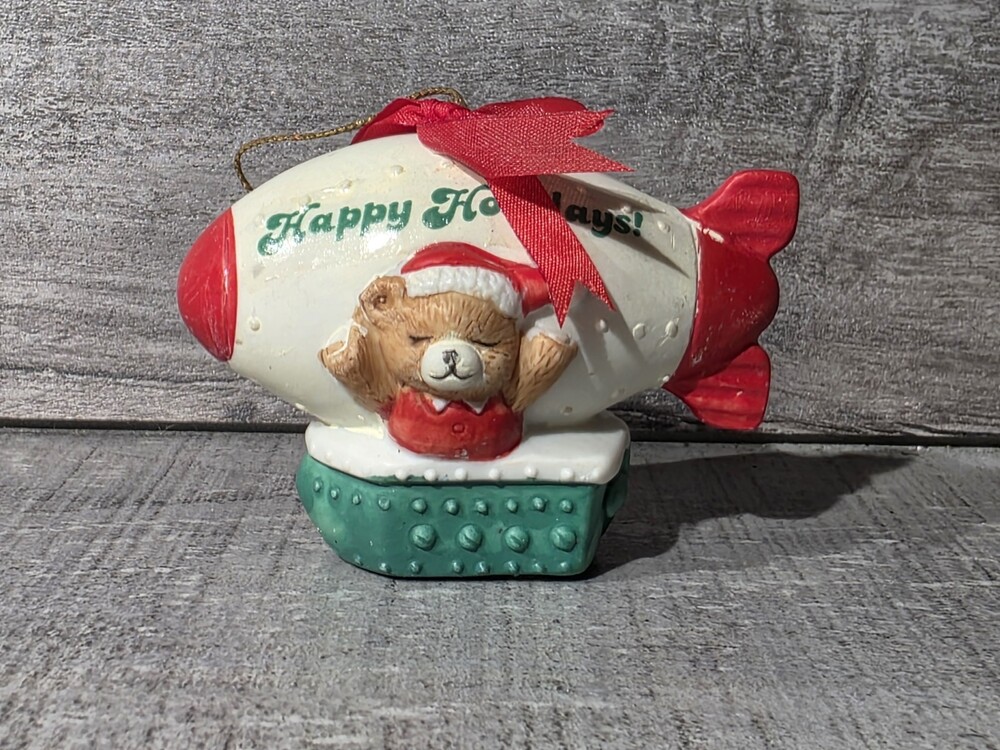 1990s Robel Hall Capn Teddy Glow Bell Light Up Porcelain Ornament RARE g67f3